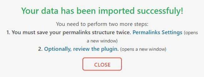 All-in-One WP Migration_임포트 완료 화면
