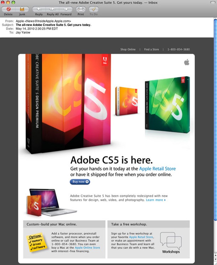 어도비 광고에 대한 애플 반응_이메일 프로모션 adobe-email.jpg