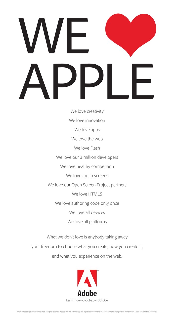 어도비에서 집행한 We love Apple광고, adobe apple ad resize.jpg