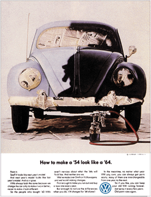 폭스바겐 뉴비틀(New Beetle 광고 54년형을 최신 64년형으로 바꾸려면