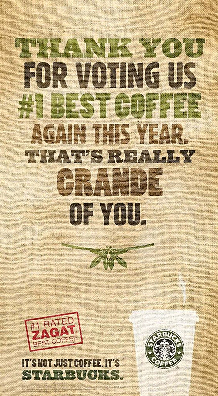스타벅스 광고 Thank you fir voting us #1 best coffee again this year.jpg