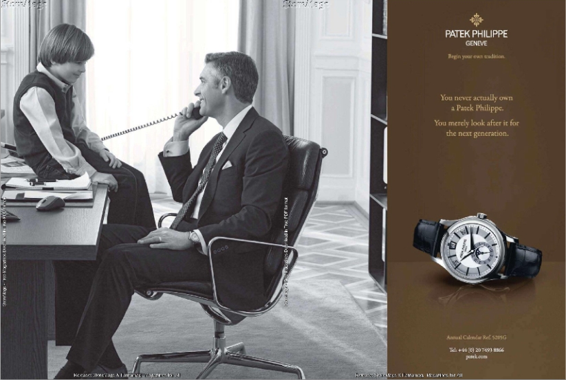 명품중의 명품, 파텍 필립(Patek Philppe) 시계 광고 8 명품중의 명품 파택 필립(PATEK PHILPPE) 전화하면서 아들을 바라보다.