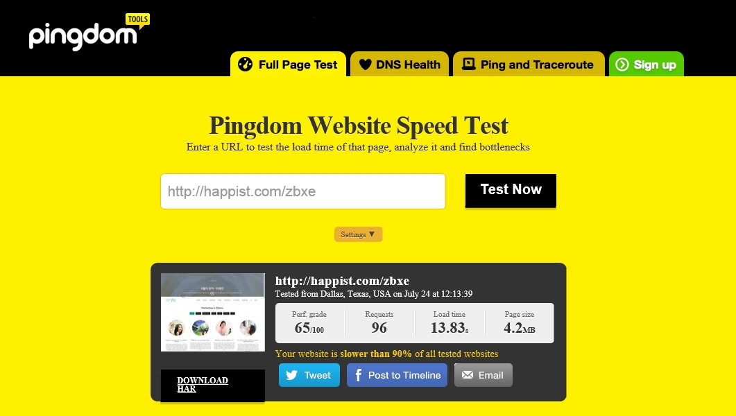 Pingdom Website Speed