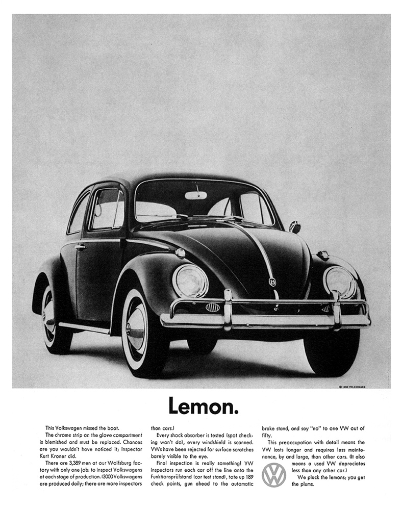 폭스바겐 뉴비틀(New Beetle) 광고, 불량품(Lemon)