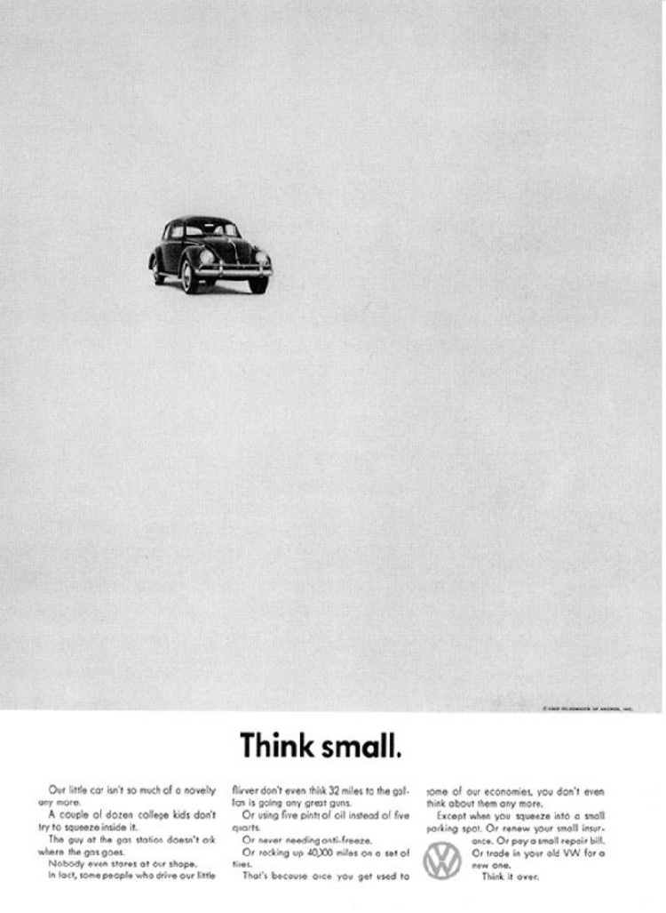 폭스바겐 뉴비틀(New Beetle) 광고, 작게 생각하세요(Think small), Volkswagen Think small 03