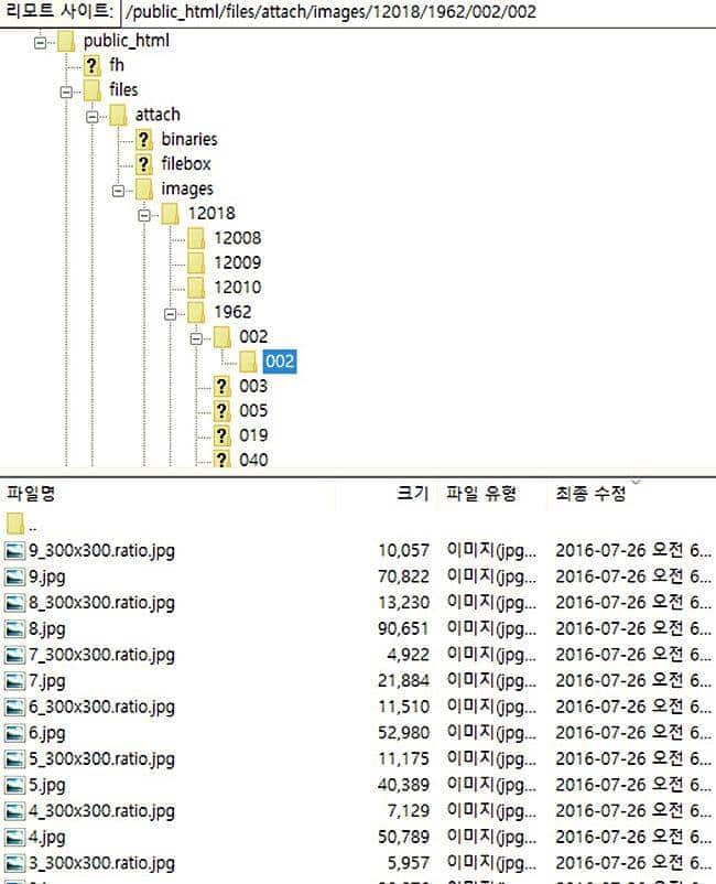 XE 이미지 저장 폴더 하이라키_파일질라