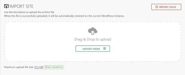 All-in-One WP Migration_임포트 화면