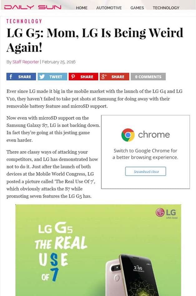 LG전자 황당마케팅에 대한 해외 기사 Daily SUN