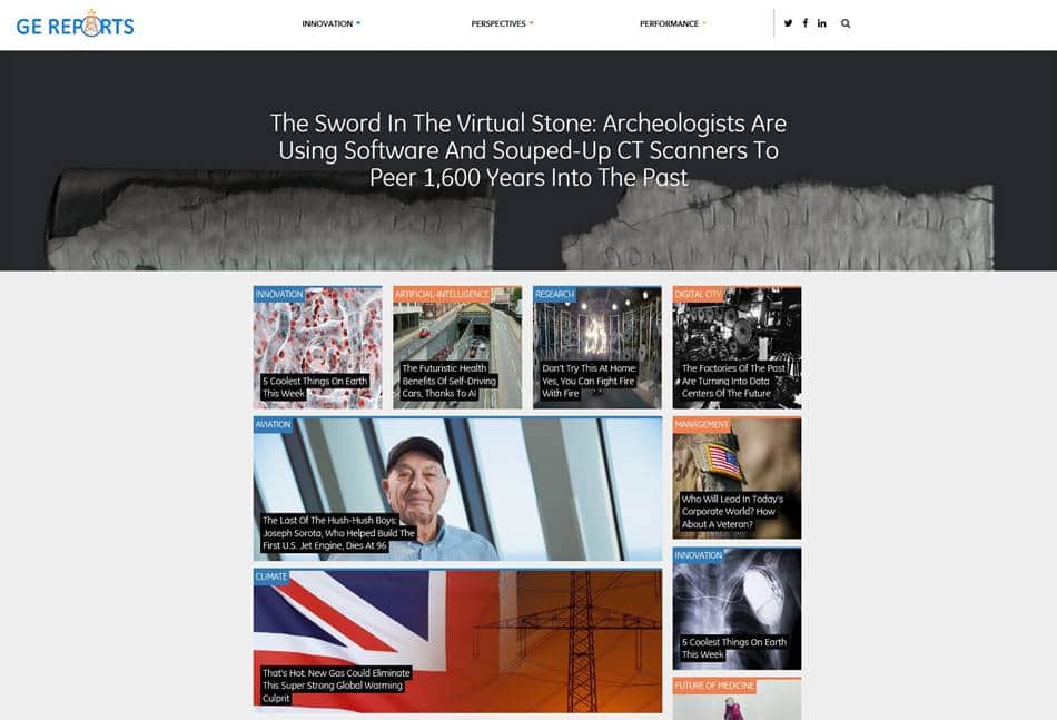 GE Reports 메인 페이지