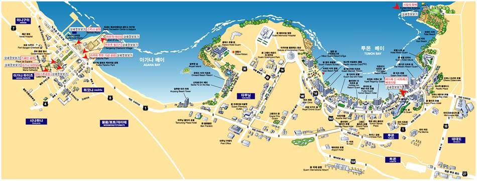 괌지도_하갓나베이 및 투문베이 지도 map of Agana and Tumon bay