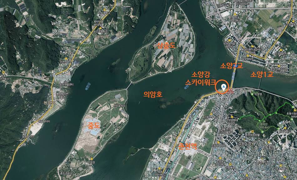 춘천 소양강 스카이워크 지도 네이버지도 기반으로 편집