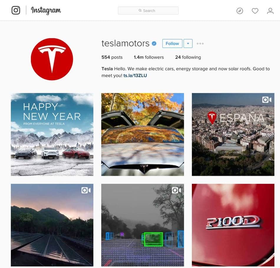 테슬라 모델 X의 유명인을 활용한 인스타그램 마케팅 사례 1