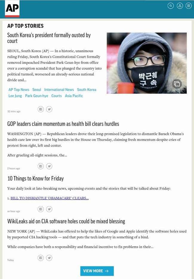 2017년 3월 10일 박근혜 탁핵이 인용되던 날_AP news_Screenshot_20170310-123543