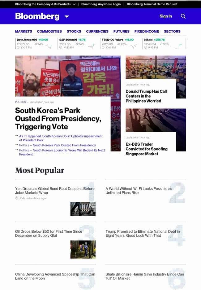 2017년 3월 10일 박근혜 탁핵이 인용되던 날_Bloomberg_Screenshot_20170310-123345