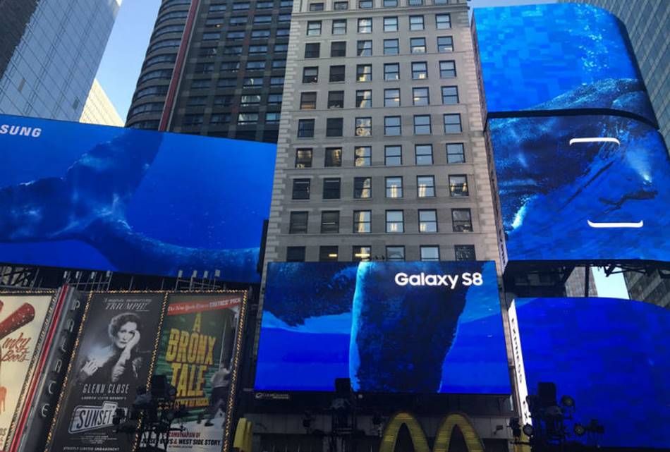 삼성 갤럭시 S8 언팩 행사 시 뉴욕 타임스퀘어 옥외광고 Galaxy S8 Time Square_OOH_Main Unpack20170330