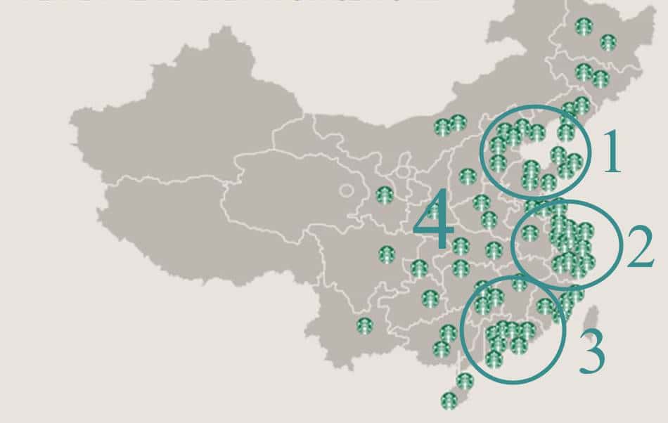 스타벅스 중국 매장 분포도