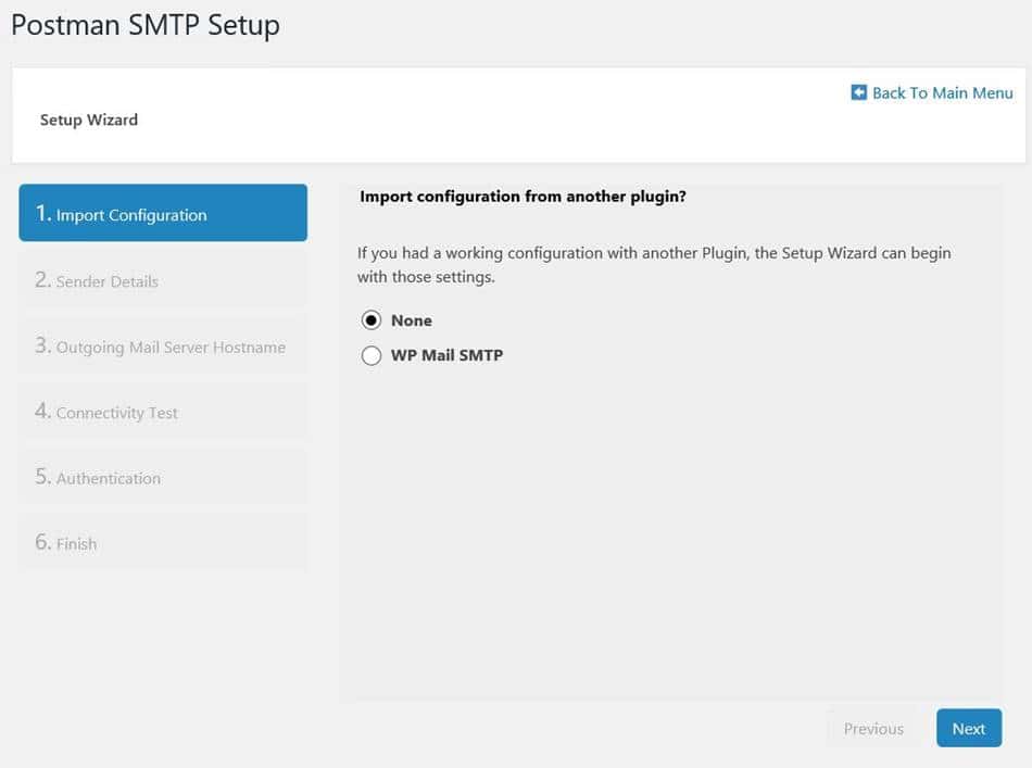 워드프레스 이메일 플러그인 포스트맨 Postman_Import configuration