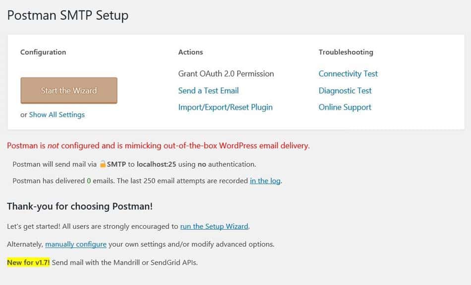 워드프레스 이메일 플러그인 포스트맨 Postman_초기 화면
