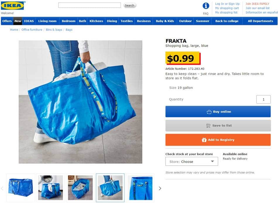 이케아 99센트 Frakta shopping bag frakta-shopping-bag-large-blue