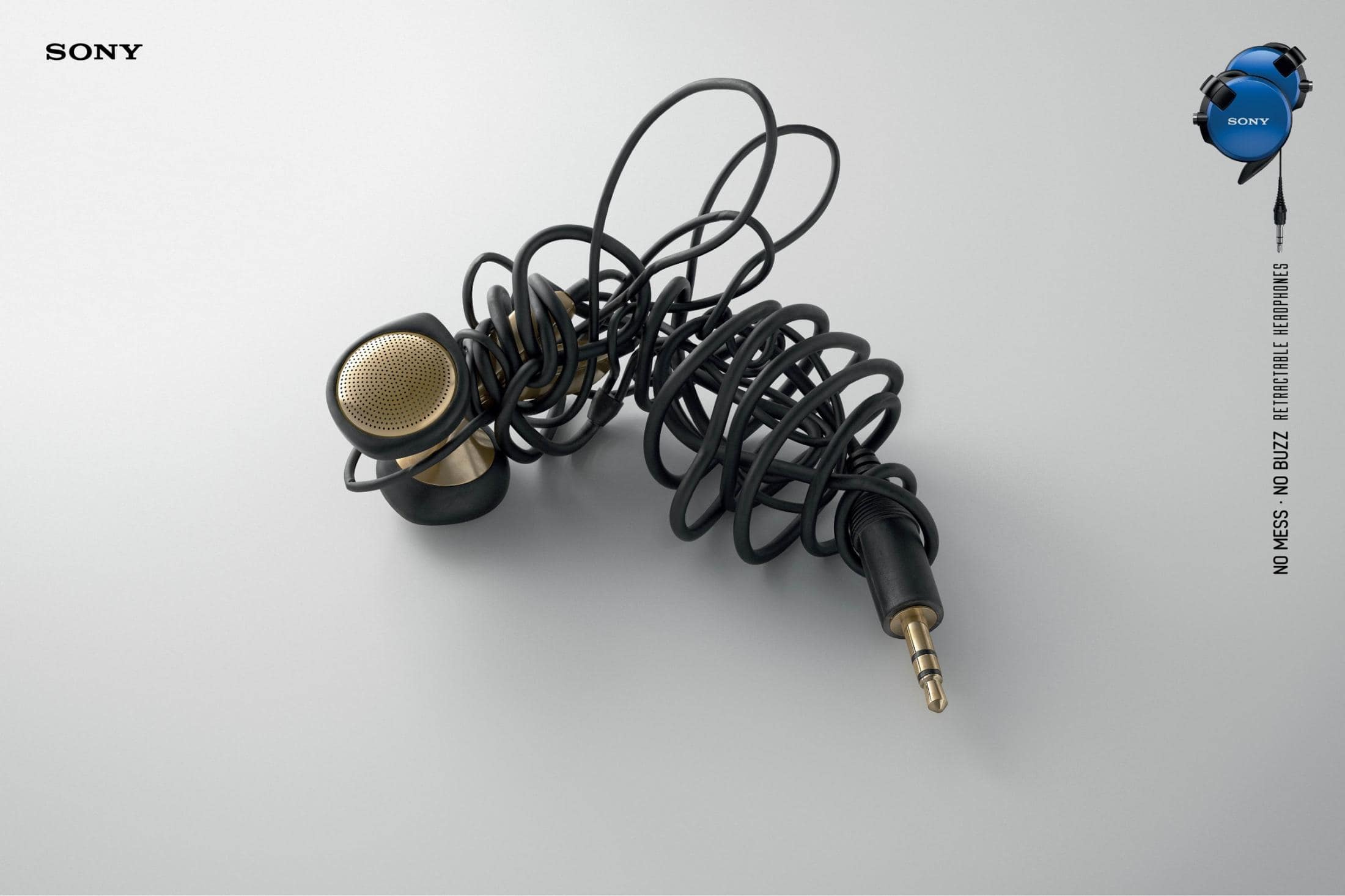 소니헤드폰 광고 2015 Sony-retractable-cord-headphones-no-mess-no-buzz
