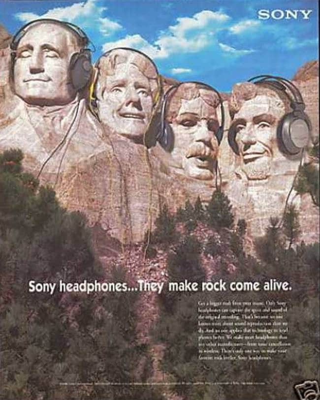 소니 헤드폰 광고 1996 큰바위 얼굴