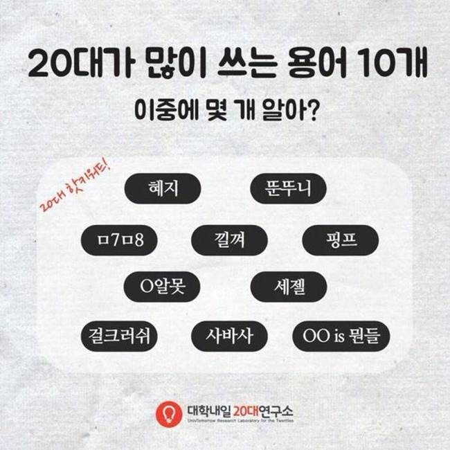 2015년 20대가 많이 쓰는 용어 10개