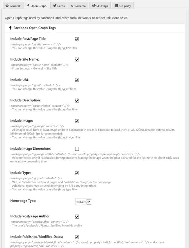 Facebook Open Graph, Google+ and Twitter Card Tags 플러그인 세팅_페이스북 관련