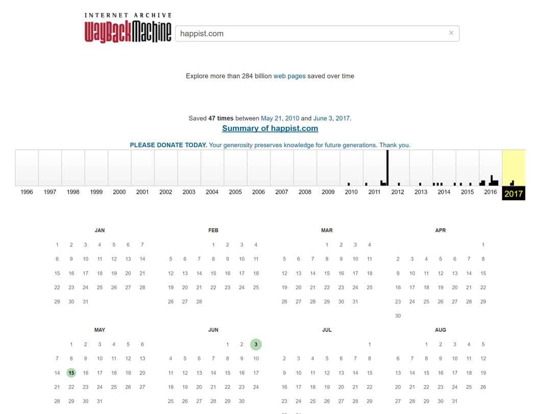 비영리 자동 백업 사이트 web.archive.org 메인