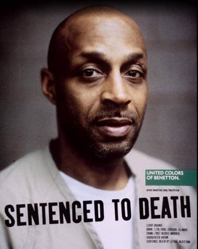 베네통 광고 실제 사형수를 등장시킨 1996년 광고로 인간의 존엄에 대한 논쟁을 일으킴 02