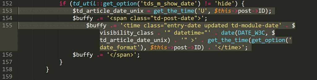 Wordpress theme Newspaper 8 td_module.php 153번째 155번째 줄 찾기