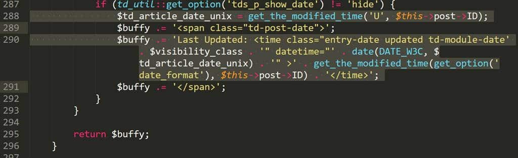 Wordpress theme Newspaper 8 td_module_single_base.php 288번째 290번째 줄 수정
