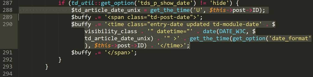 Wordpress tㅁheme Newspaper 8 td_module_single_base.php 288번째 줄 찾기