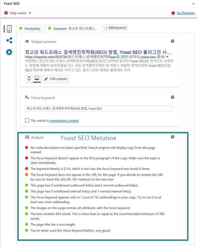 서치엔진 최적화(SEO )관련 플러그인 Yoast SEO metabox 사용하기