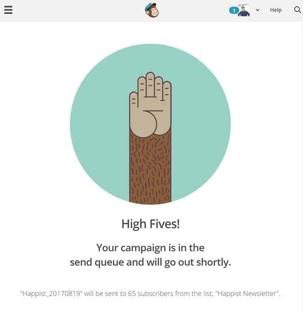 메일침브(MailChimp) 캠페인 만들기 메일 보내기 완료