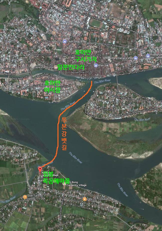 목공예 마을 낌봉마을과 호이안 지도 위치 마크