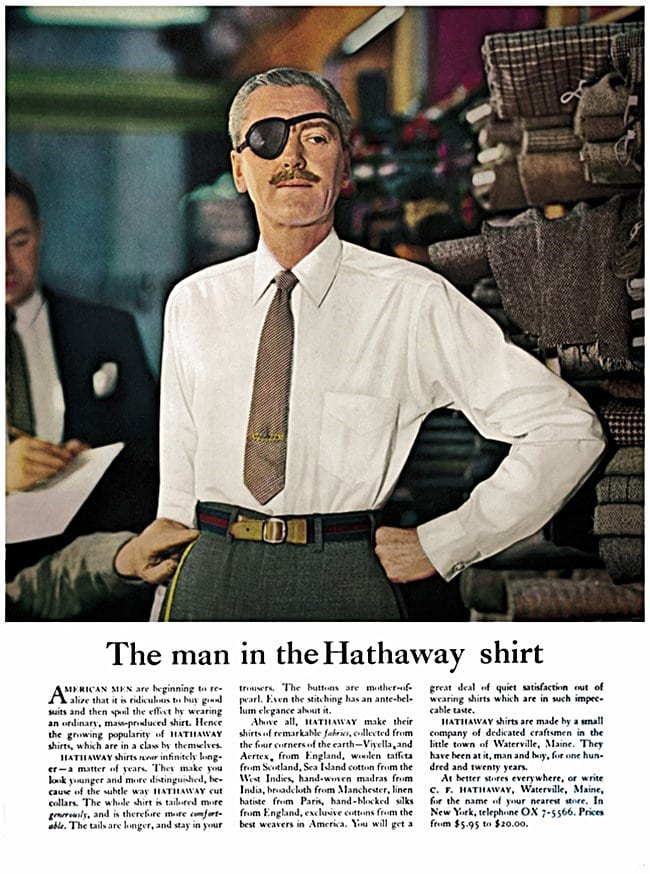 데이비드 오길비(David Ogilvy) 를 일약 유명하게 만들었던 해더웨이 셔츠 광고 hathaway-shirt