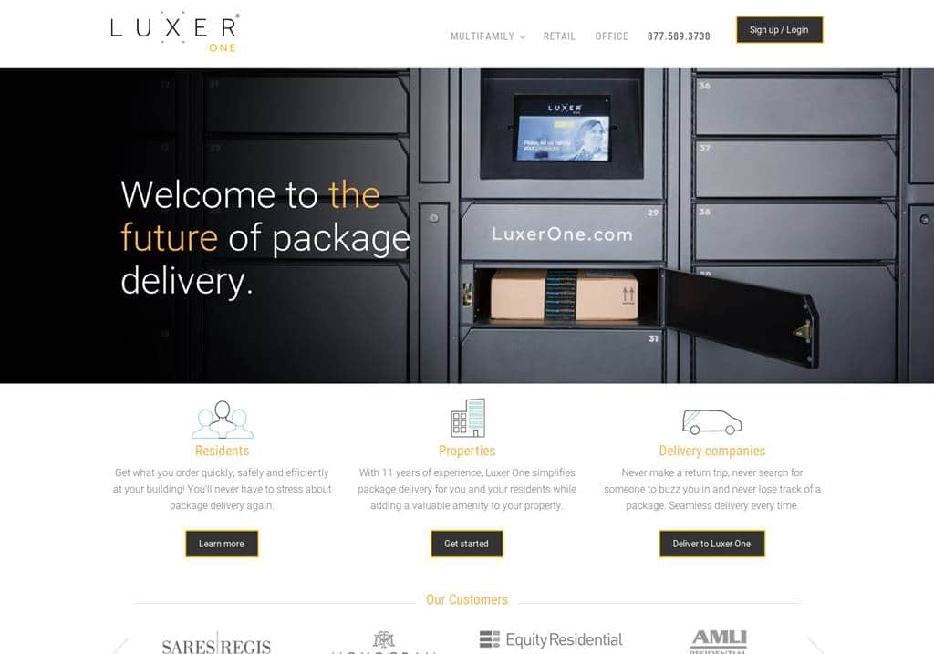 아마존 대인 컨셉 서비스 Luxer 패키지 픽업 Luxer One 홈페이지