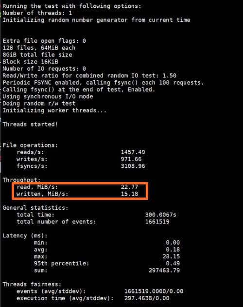 벌처 서버 디스크 성능 테스트 VULTR Server disk test by sysbench