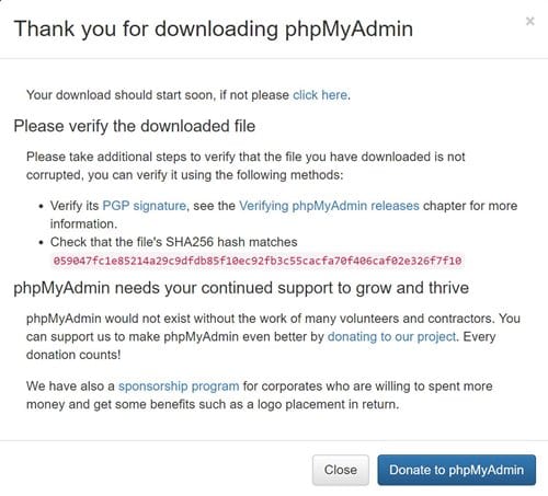 우분투 17.10에서 데이타베이스 관리 프로그램 phpMyAdmin 설치 방법_phpMyAdmin 다운로드 메세지