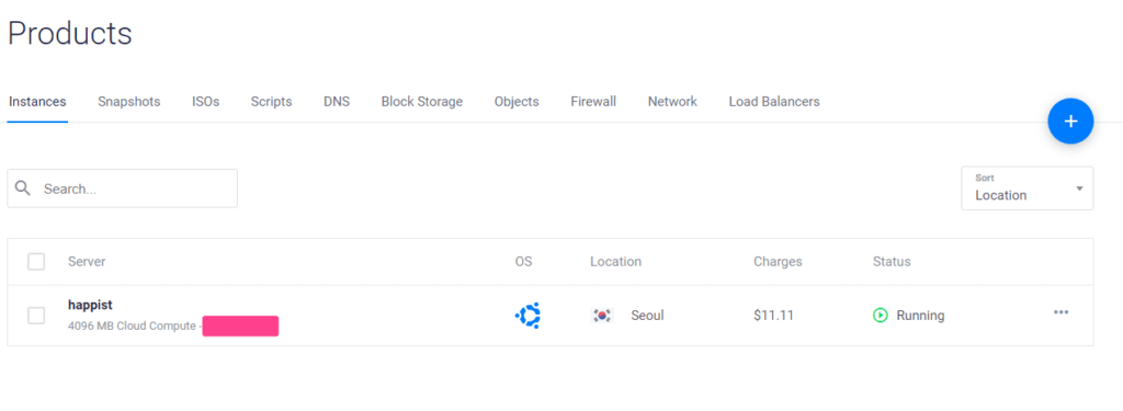 벌처 서울 리전 서버 리스트, Vultr server list
