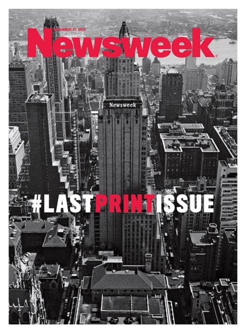 뉴스위크 마지막 호 2012년 12월 Newsweek final cover