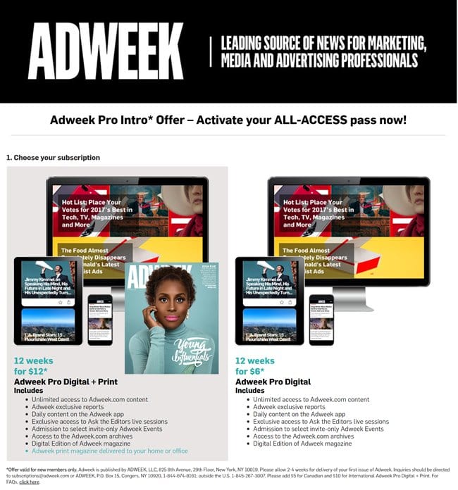 ADWEEK의 구독 안내 팝업