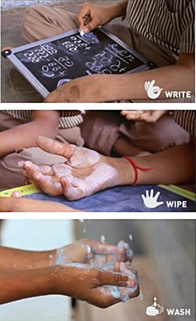Savlon Healthy Hands Chalk Sticks_분필을 이용해 아이들이 쉽게 자연스럽게 깨끗이 씻도록 유도하는 프로세스 Write-Wipe-Wash