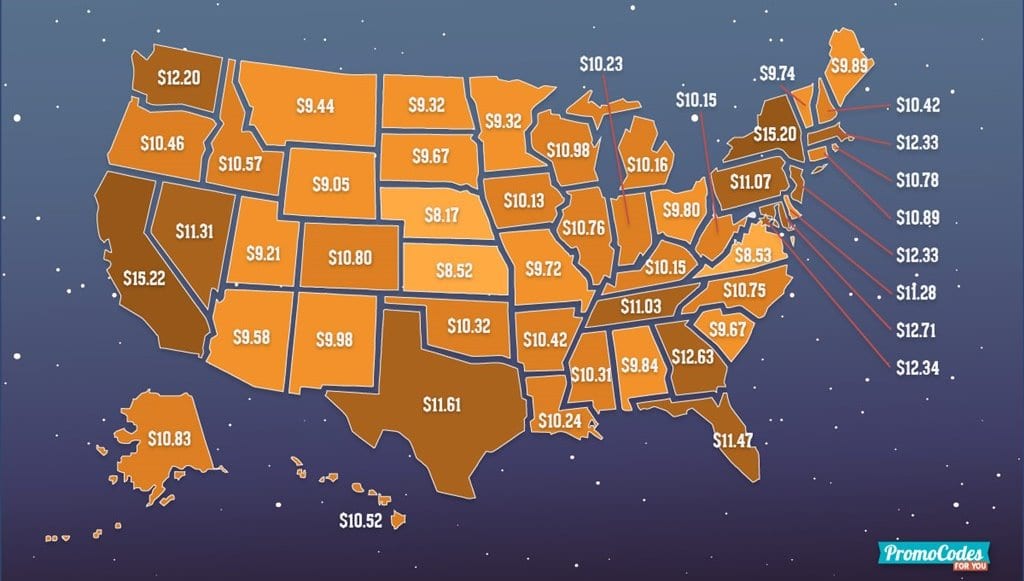 미국 주별 영화 티켓 가격 비교 average movie ticket price us states, Image - cms.screenbid
