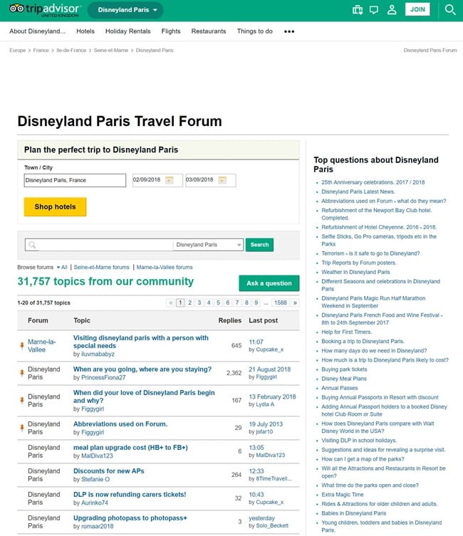트립어드바이저(TripAdvisor) 파리 디즈니랜드 페이지