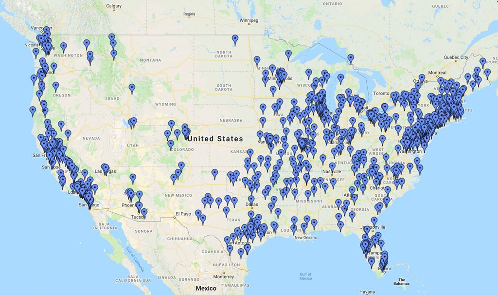 월마트 미국 내 매장 위치 맵, 구글맵 기준