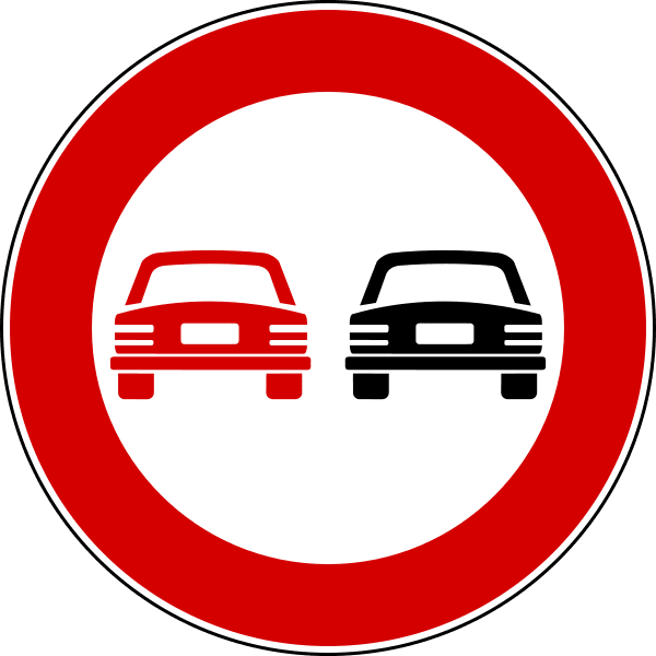 이탈리아 교통 표지판 - 동시 통행 금지 Road sign_No Passing
