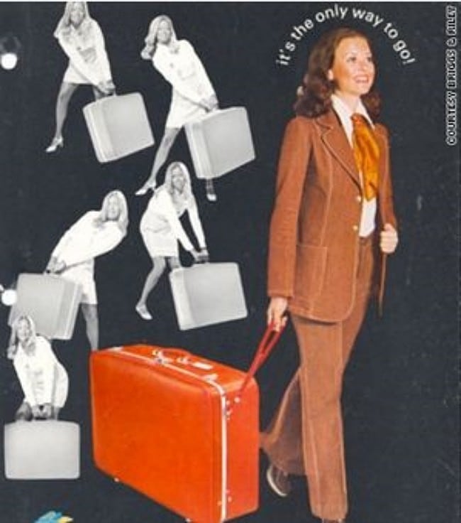 Bernard Sadow가 개발한최초의 'Rolling Luggage' 1972년 광고