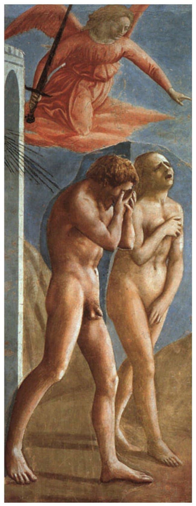 부랑카치 채플(Brancacci Chapel)의 초마사(Masaccio) 작품, 낙원에서 추방되는 아담과 이브(The Expulsion from the Garden of Eden)