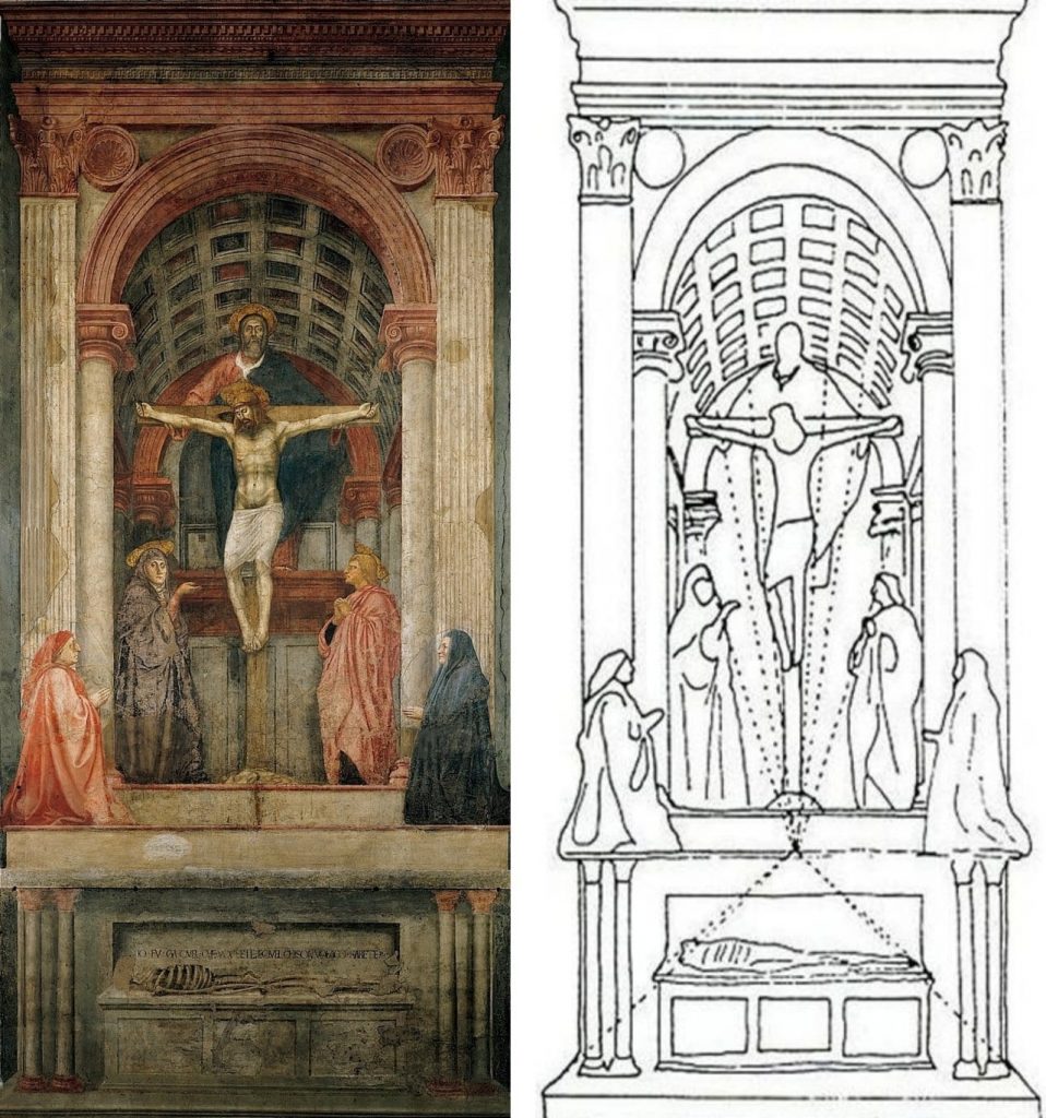 피렌체 산타 마리아 노벨라 성당에 그려진 마사초(Masaccio)의  성 삼위일체(Holy Trinity)-tile